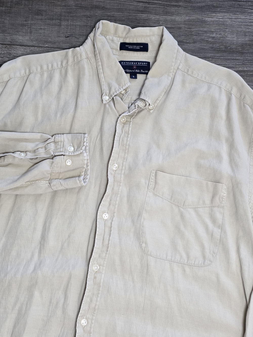 Hathaway Sport Men's Silk Blend Preformance Button-down Longsleeve Shirt Sz Lg